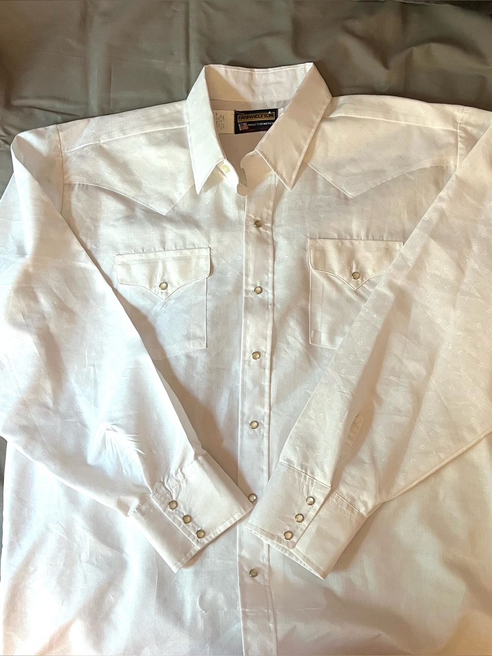 Vintage Panhandle Slim White Jacquard Pearl Snap Western Shirt XXL